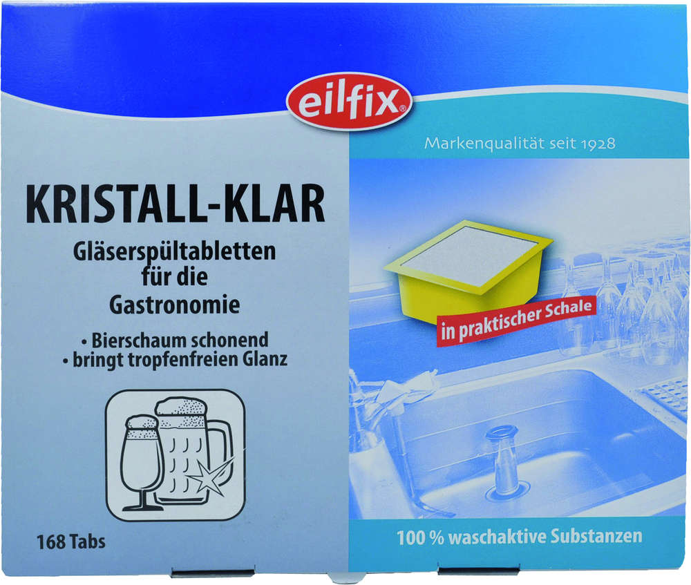 Kristall Klar 168 Tabs Gläserspültabletten für Spülbecken 14,28 EUR/kg 